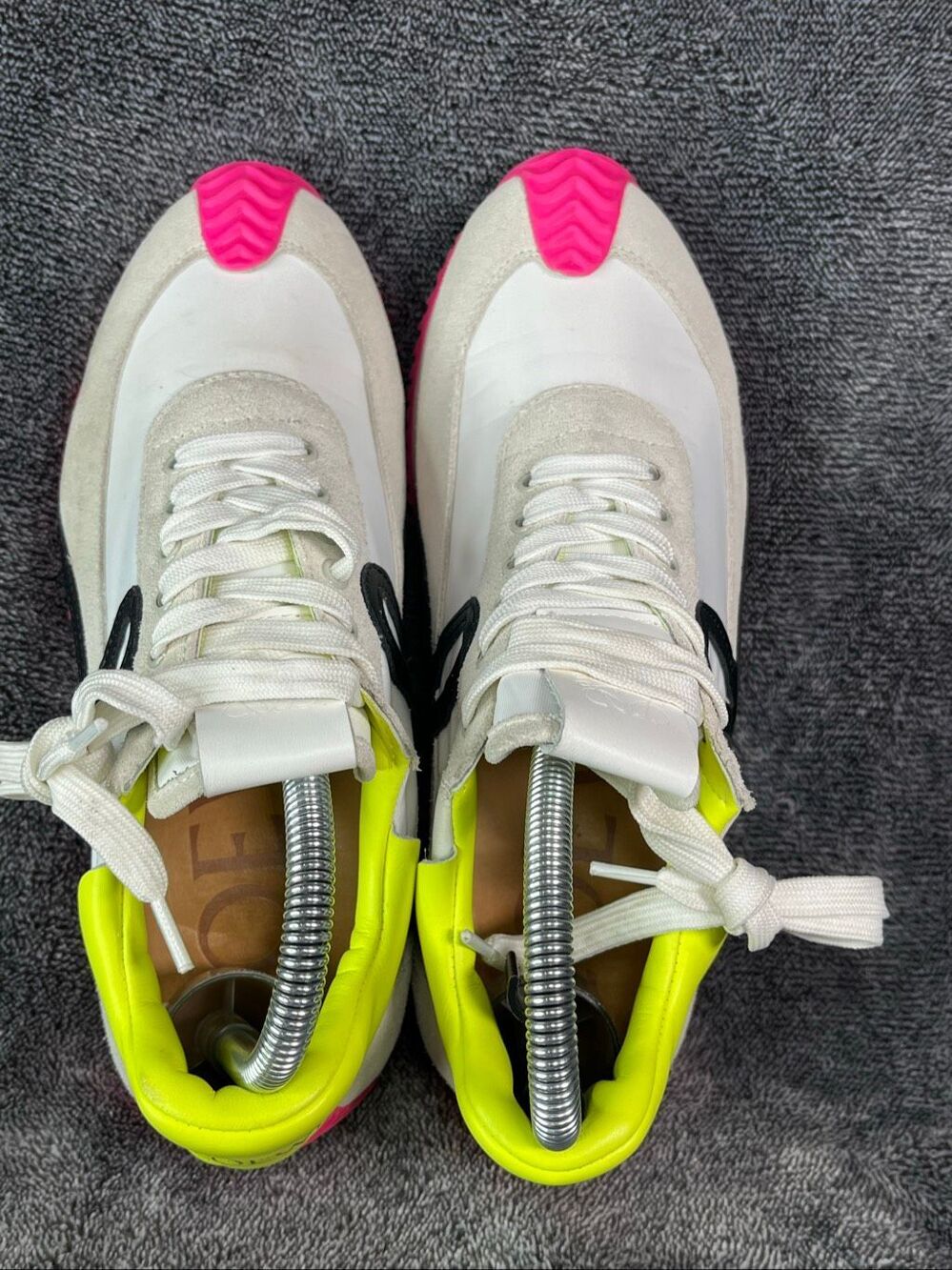 LOEWE Flow Runner Sneakers Nylon & Suede Soft White Neon Pink Yellow EU 38 / 8 - Picture 7 of 10